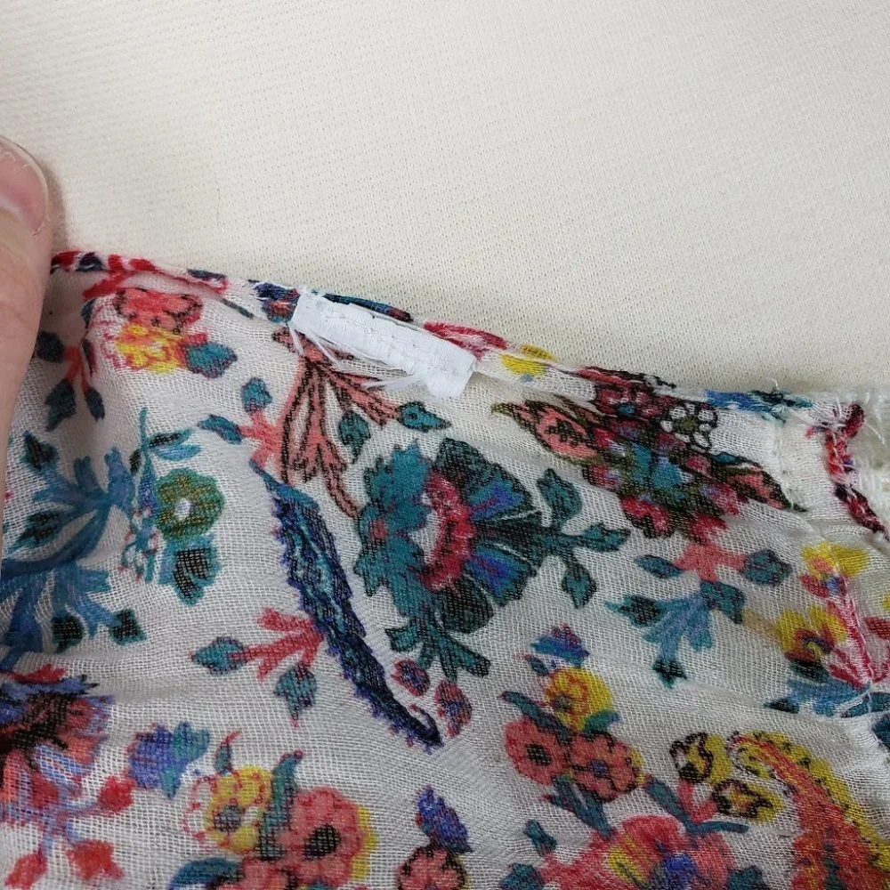 Boho Floral Scarf Womens Paisley Fringe Cottagecore Hippie Festival Gauze Wrap